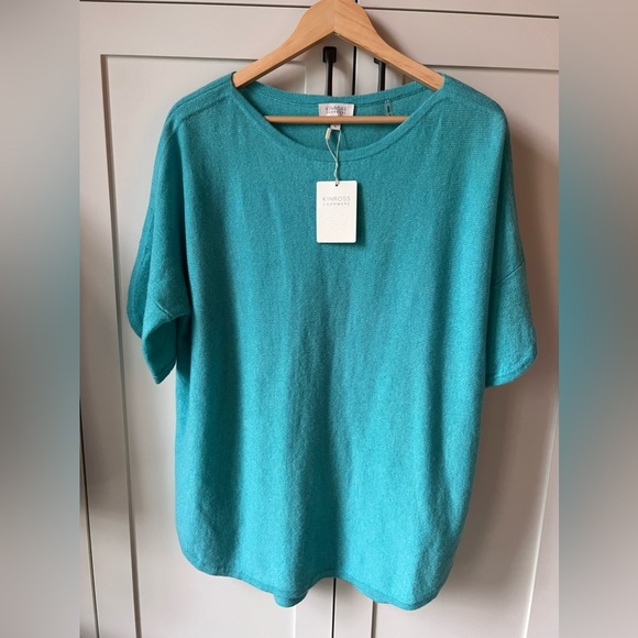 KINROSS turquoise cashmere sweater L - Picture 1 of 6